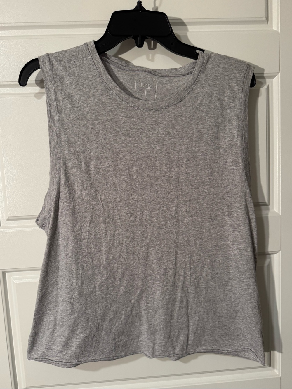 NKD T by Naked Cashmere 100% Cotton Silk Touch Cutoff Tank Top, Gray, Size M